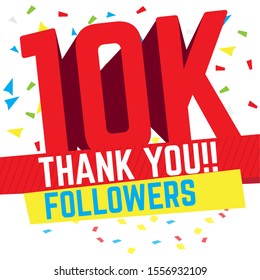 Thank you for reaching 10000 followers poster - Vector illustration