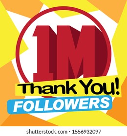 Thank you for reaching one million followers poster - Vector illustration
