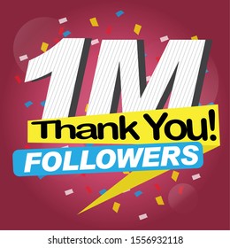 Thank You For Reaching One Million Followers Poster - Vector Illustration