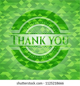 Thank you realistic green mosaic emblem