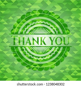 Thank you realistic green mosaic emblem