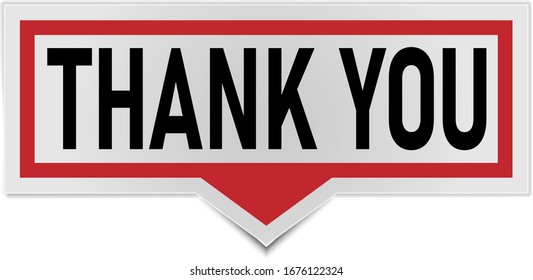 Thank you red 3d realistic paper speech bubble isolated on white