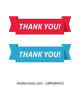 Thank You Red And Blue Color Ribbon Vector Illustration