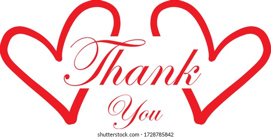 Thank You Red Heart Handwritten Inscription Stock Vector (Royalty Free ...