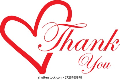 Thank You Red Heart Handwritten Inscription Stock Vector (royalty Free 