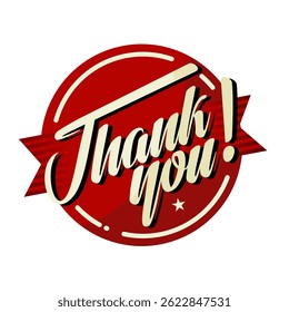 Thank you – red vintage sticker – vector illustration