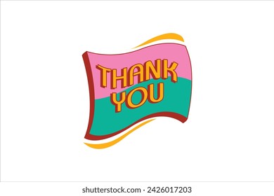 Thank You Retro Flat Sticker Design