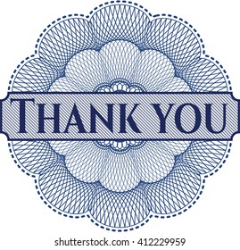 Thank you rosette or money style emblem