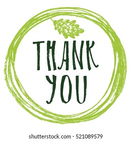 Thank You Round Frame Brush Drawing Vector