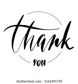 Thank you  -  round stamp inscription hand lettering vector.Typography design. Greetings card.