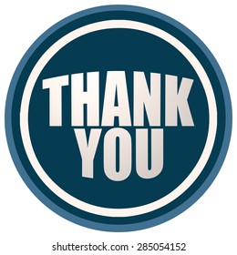 Thank You Round Sticker Blue Sign, Vector Illustration isolated on White Background.