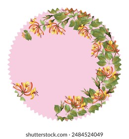 Thank you round stickers with flower, floral frame. Thank you label, appreciation tag card, stamp. Printable small business packaging round sticker with lettering, floral, botanical frame.