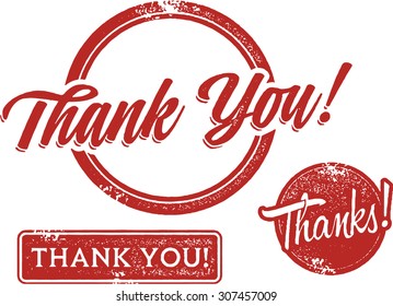 Vector illustration of red thank you stamp on white background