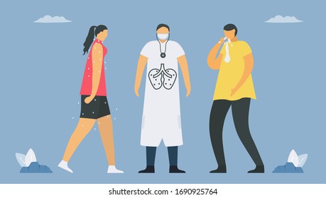 Thank you and save doctor that care disease people. It is new coronavirus or COVID-19 that makes people die around the world. Vector illustration is in flat style.