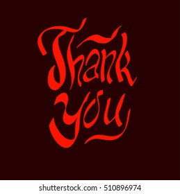 thank you script hand lettering vector illustration