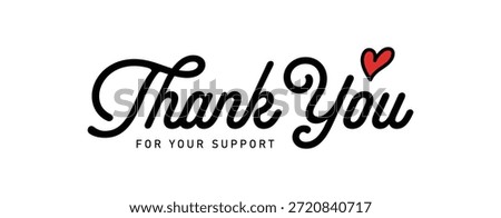 Thank You Script Typography with Small Heart Accent Elegant Handwritten Thank You Text for Cards, Gifts, and Branding Vector