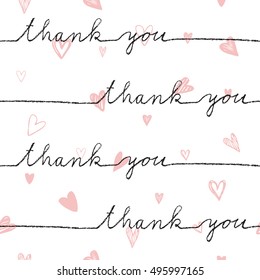 Thank you. Seamless pattern. Hand drawn. Decorative background for gift paper, wrap paper, textile, backgrounds, cards, wallpaper, labels, stickers ...