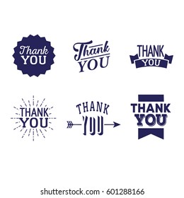 Thank You Set Of Blue Badges Isolated