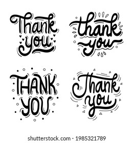 Thank You Set Doodle Black White Stock Vector (Royalty Free) 1985321789 ...