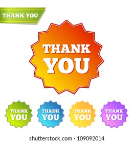 Thank you. Set of isolated labels. Vector illustration.