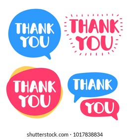Thank you, set of phrases. Vector hand drawn lettering illustration concept on white background.