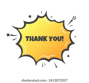 Thank you sign. Flat, yellow, explosion sign, thank you sign. Vector icon