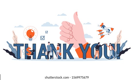 Thank you sign. Gratitude for business team member Web banner, presentation, social media account idea. Vector illustration