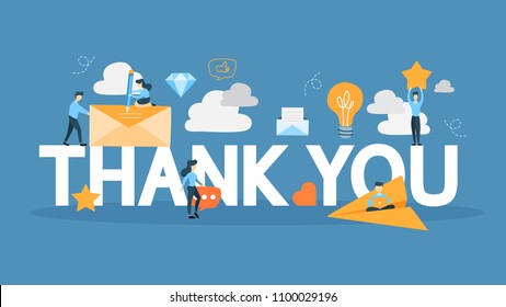 Thank you sign. Greeting card with decoration.