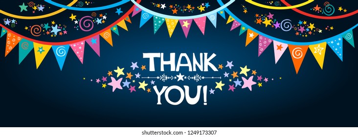 Thank you sign. Greeting card with decoration. Vector Illustration