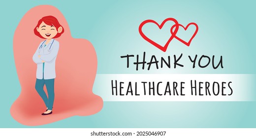 Thank You Sign to healthcare workers on pastel green background