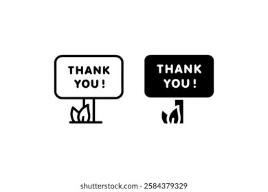 Thank you sign icons in outline and solid Vector