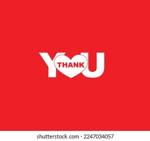 Thank You Sign. love with thank you. red background. vector illustrations