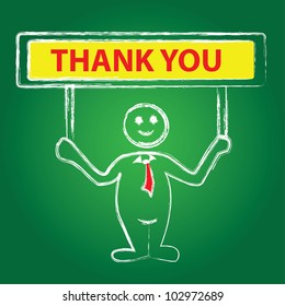 Thank you sign and man cartoon,Vector