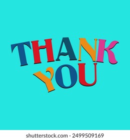 Thank you sign on blue background. Vector illustratio