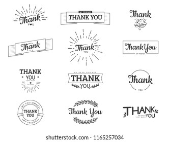 Thank you sign. Vector calligraphy design template.