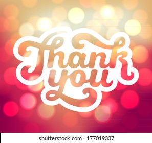 Thank You signature on bokeh background - vector illustration for your business presentations.