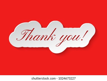 Thank You signature in paper art or sticker style. Vector illustration for Thank You Day, grateful cards or Thanksgiving Day, business presentations.