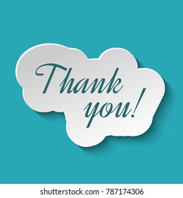 Thank You signature in paper art or sticker style. Vector illustration for Thank You Day, grateful cards or Thanksgiving Day, business presentations.