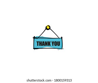 Thank You Signboard Flat on white background in vector illustration