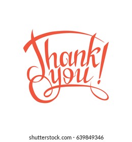 thank you sign.Hand drawn lettering. Greeting card with calligraphy. 