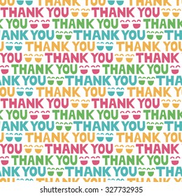 Thank you & smiling faces background. Seamless pattern.Vector.