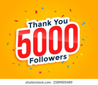 thank you social media 5k followers and subscribers sticker template vector