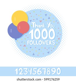 Thank You social network followers concept. Vector illustration.