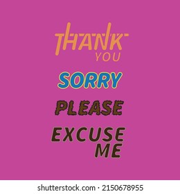 thank you sorry pleqse and excuse me words in vector form 