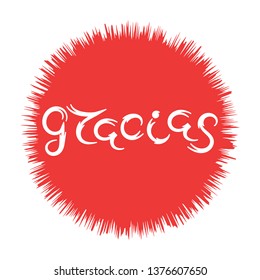 Thank you in Spanish. Gracias lettering. Vector illustration.