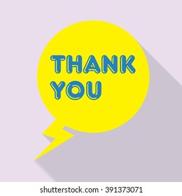 Thank You, speech bubble flat design with shadow icon. In trendy color pallet.
