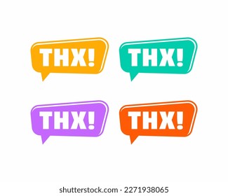 thank you speech bubble like popup icon. flat trend modern thx logotype graphic web design element isolated on white background. concept of big thankfulness or thanks appreciation badge