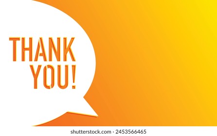 Thank you! Speech bubble on yellow background, banner for business marketing and advertising.