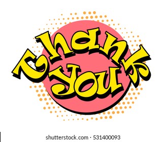 Thank you speech bubble in retro style. Vector illustration isolated on white background