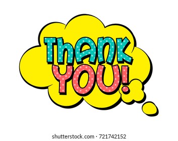 Thank you speech bubble in retro style. Vector illustration isolated on white background
